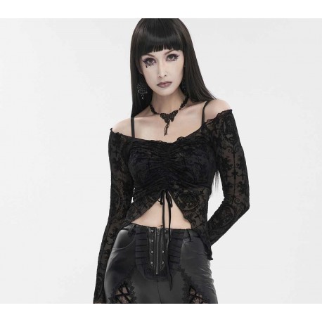 Maglia in pizzo con arricciatura