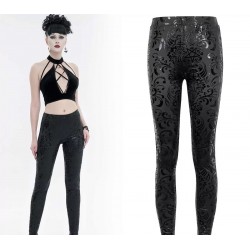 Leggins in tessuto lucido con pizzo