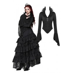 Maglia con colletto alto in pizzo