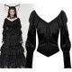 Maglia in velluto disegnato con collettino in pizzo