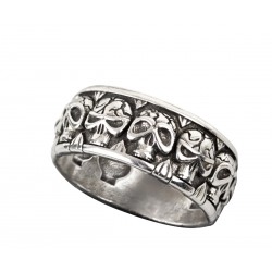 Anello in metallo  con teschi