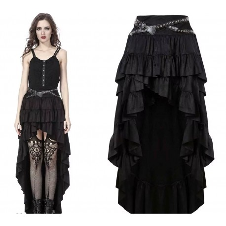 Gonna  con balze  e coda